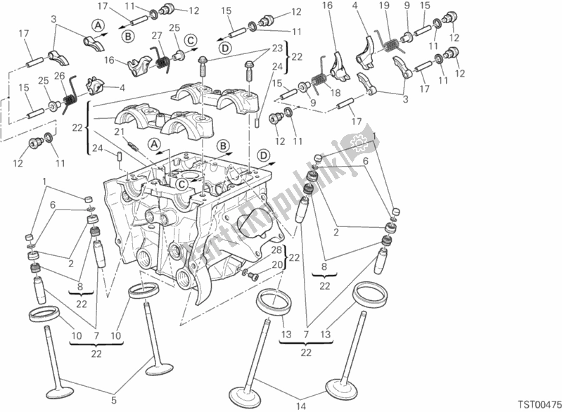 Todas as partes de Cabeça De Cilindro Vertical do Ducati Multistrada 1200 ABS 2013